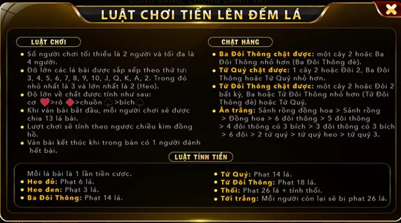 Luật chơi Tiến Lên đếm lá trên Nhatvip